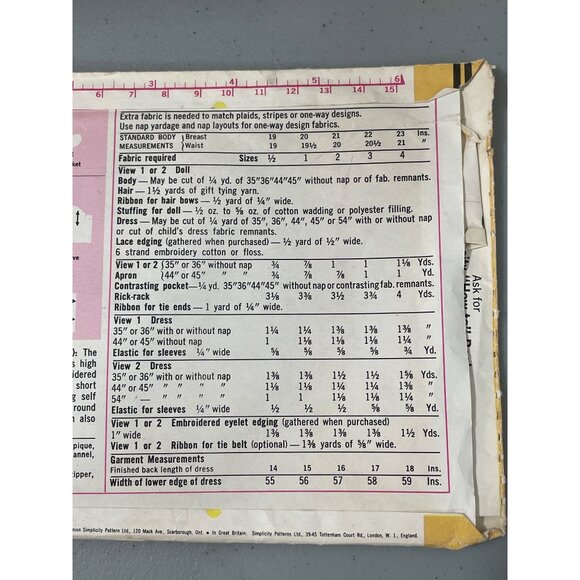 70s Simplicity 6684 Sewing Pattern Size 3 Toddlers Dress Apron Doll Vintage CUT - Picture 5 of 7